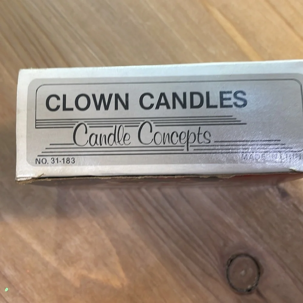 pre 1980's Clown Candle Set - Colorful Party Decor unused.